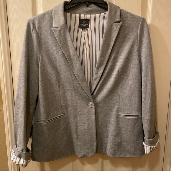 Adrianna Papell sweatshirt blazer size large, soft gray pinstripe lining NWOT - Picture 5 of 17